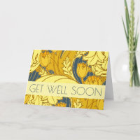 Tulip Pattern Print: Yellow Blue Art Nouveau