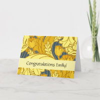 Tulip Pattern Print: Yellow Blue Art Nouveau