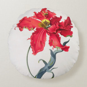 Tulip: Perroquet Rouge Round Pillow