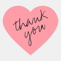 Tulip Pink Heart Thank You Sticker