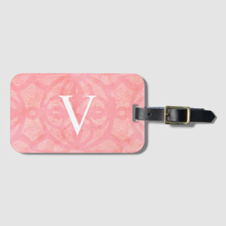 Tulip Pink Monogrammed Watercolor Luggage Tag