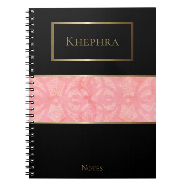 Tulip Pink Watercolor Monogram Name Notebook (Front)