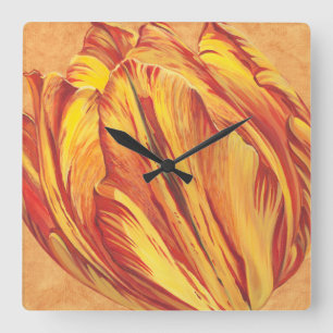 Tulip Power I Square Wall Clock
