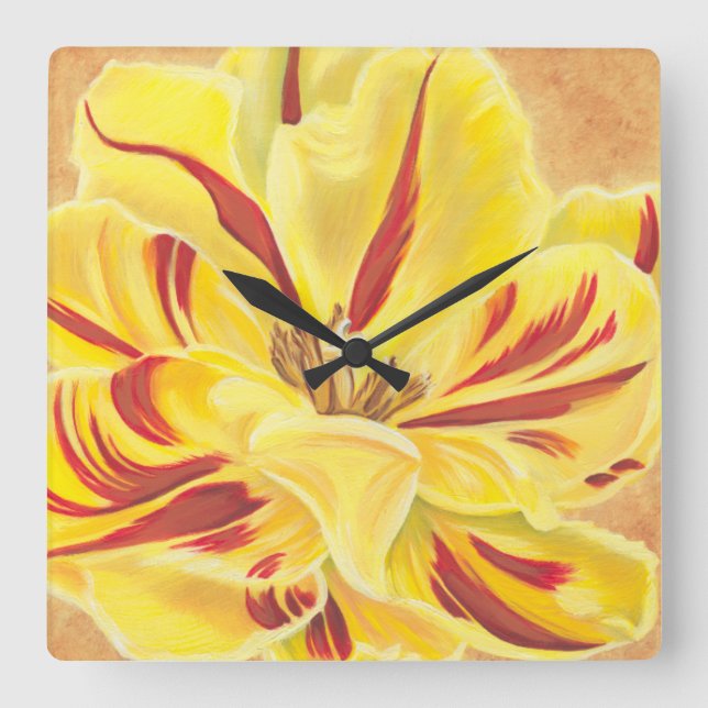 Tulip Power II Square Wall Clock (Front)
