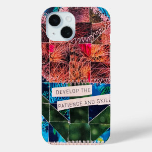 Tulip Quilt Cactus Flower & Ocean Fish Mosaic Art  iPhone 15 Case
