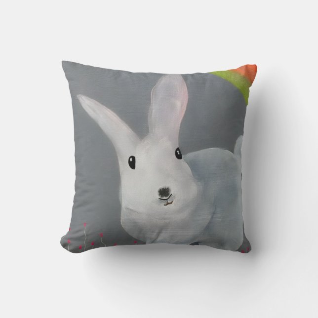 Tulip Rabbit Throw Pillow (Front)