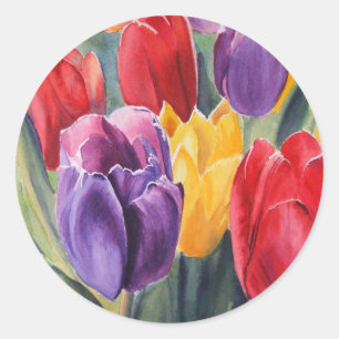 Tulip rainbow classic round sticker