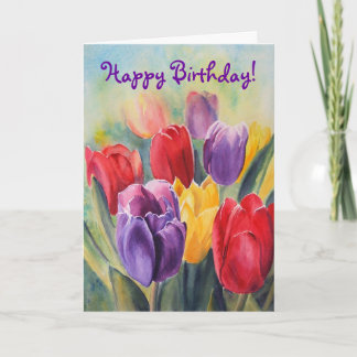 Tulip rainbow - Happy Birthday! Card