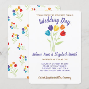 Tulip Rainbow Lesbian Gay Wedding Invitation