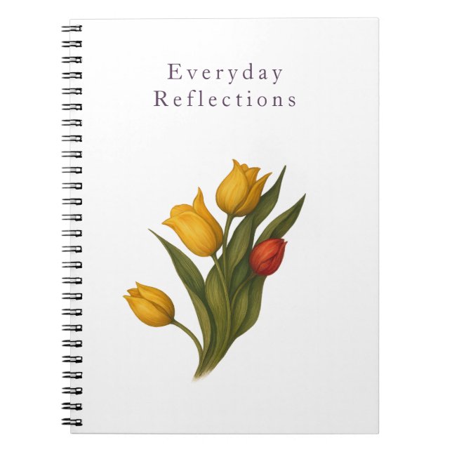 Tulip Reflections — Crisp White Luxe Journal (Front)