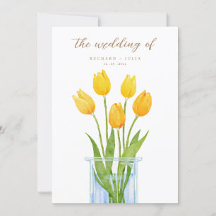 Tulip Romance Floral Jaune Faire-part de mariage