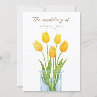 Tulip Romance Floral Jaune Faire-part de mariage