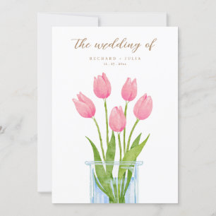 Tulip Romance Floral Pink Wedding Invitation