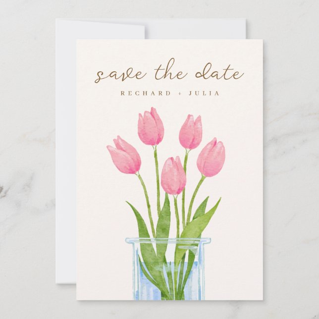 TULIP Save The Date Invitation / Watercolor Floral (Back)