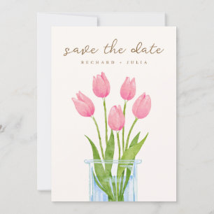 TULIP Save The Date Invitation / Watercolor Floral