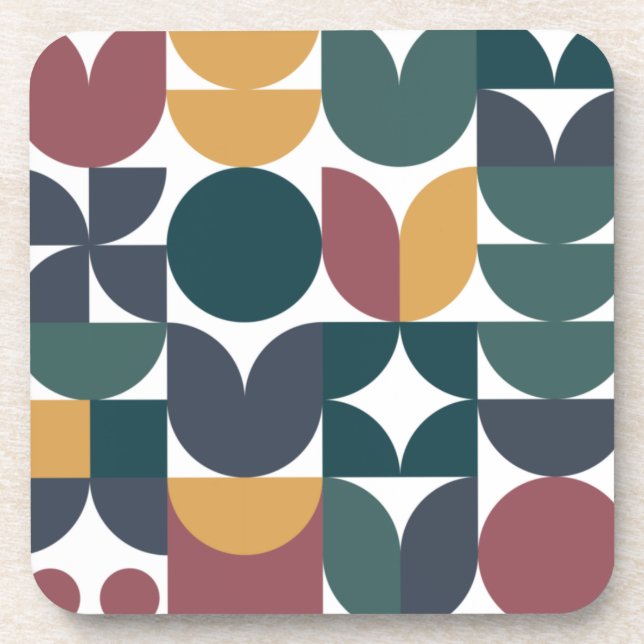 Tulip Scandinavian Modern Geometric Pattern Coaster (Front)