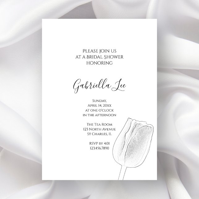 Tulip Sketch Spring Bridal Shower Invitation (Creator Uploaded)