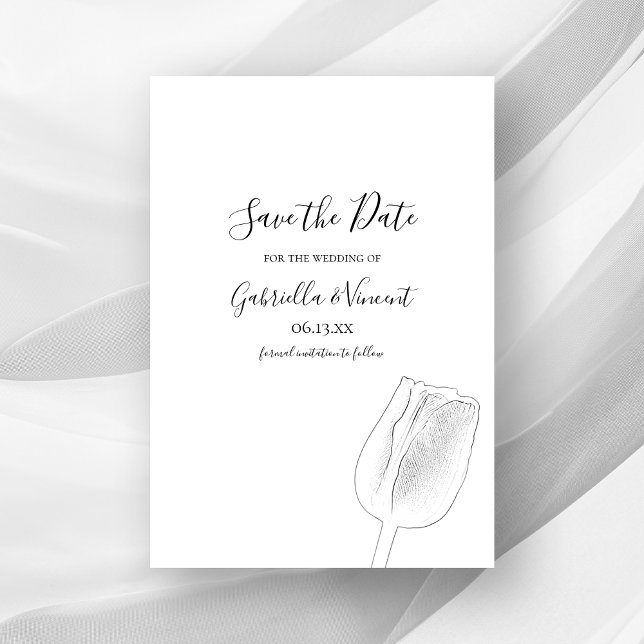 Tulip Sketch Spring Wedding Save the Date (Creator Uploaded)