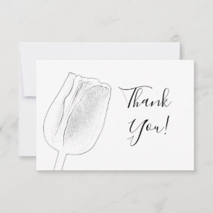 Tulip Sketch Spring Wedding Thank You Card