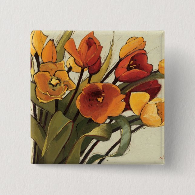 Tulip Time 2 Inch Square Button (Front)