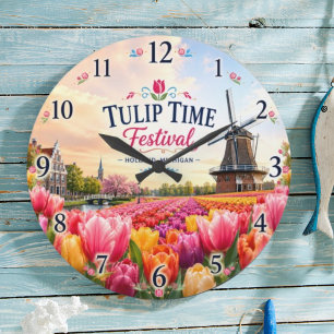Tulip Time Festival Holland Michigan Dutch Tulip Large Clock
