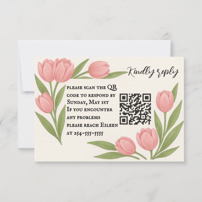 Tulip Together QR Code RSVP Card (Front)