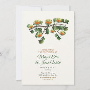 Tulip Tree Blossom Branch Spring Wedding Invite