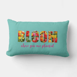 Tulip Typography Lumbar Pillow
