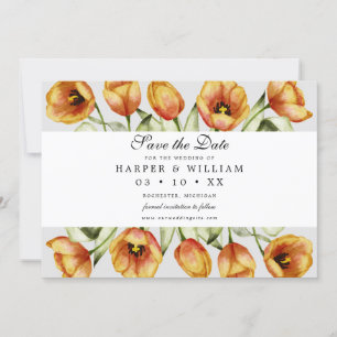 tulip watercolor spring flowers save the date card