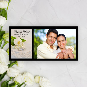 Tulipe blanche, perles et anneaux Mariage Merci