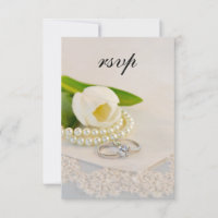 Tulipe blanche, perles et anneaux Mariage RSVP
