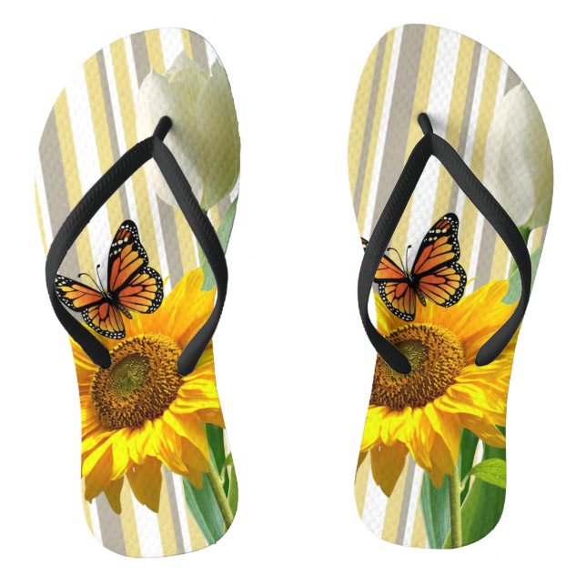 Tulipe de tournesol blanc Papillons tongs (Semelle)
