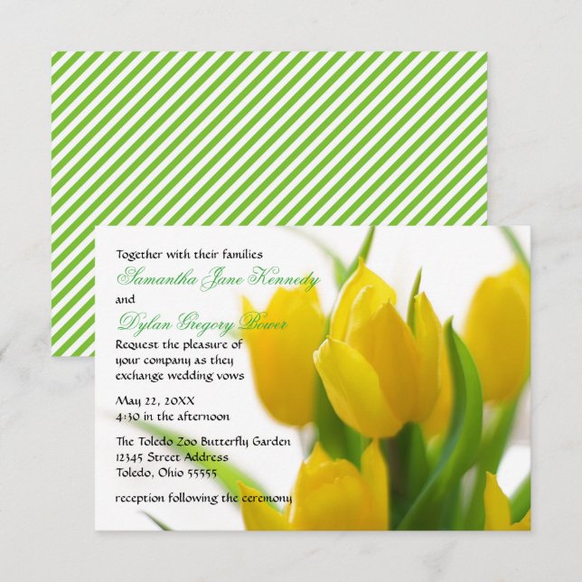 Tulipe jaune - Faire-part de mariage 3x5 (Devant / Derrière)