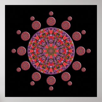 Tulipe rouge et violet Mandala Poster fractal