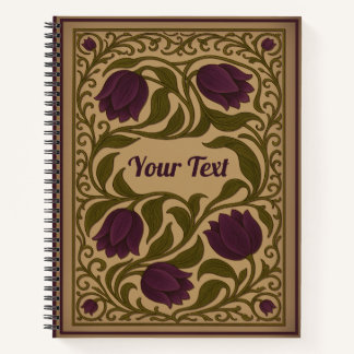 Tulipe violet Vintage Carnet spiral floral