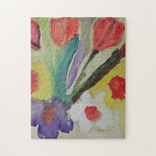 Tulipes Abstraites et Fleurs de printemps Puzzle (Vertical)