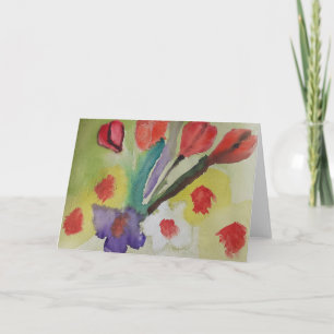 Tulipes Abstraites et Fleurs de ressort Carte de v