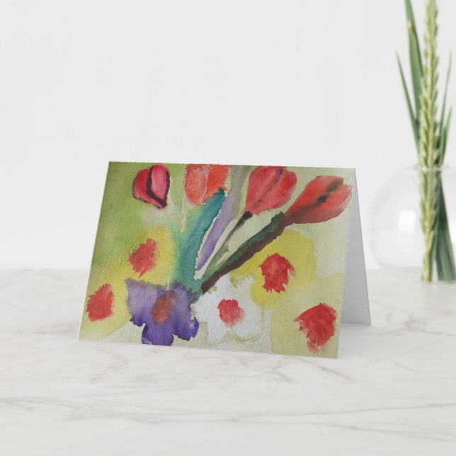 Tulipes Abstraites et Fleurs de ressort Carte de v (Devant)