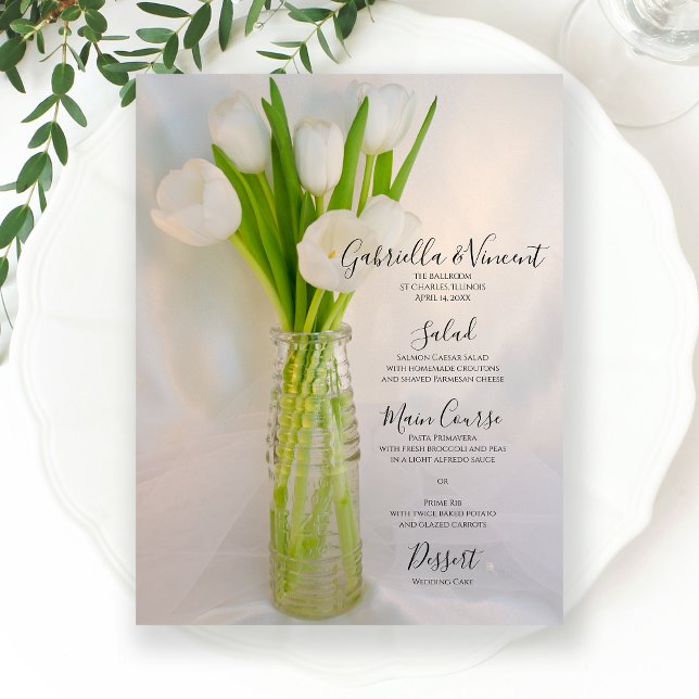 Tulipes blanches dans Bouteille de lait Menu de ma (Créateur téléchargé)