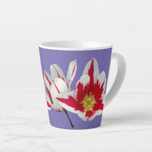 Tulipes blanches rouges fermer Lilac Latte Mug