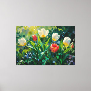 *~* Tulipes blanches rouges TV2 toile étirée Impre