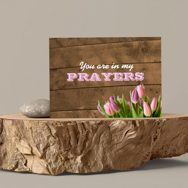 Tulipes & Bois-Barnwood Dans Mes Prières Carte D'E (Créateur téléchargé)