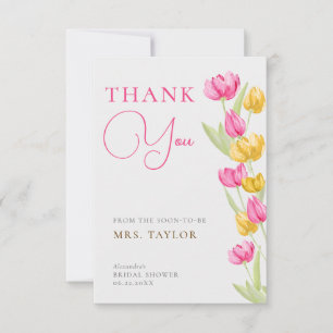 Tulipes Calligraphie Fête des mariées rose Merci