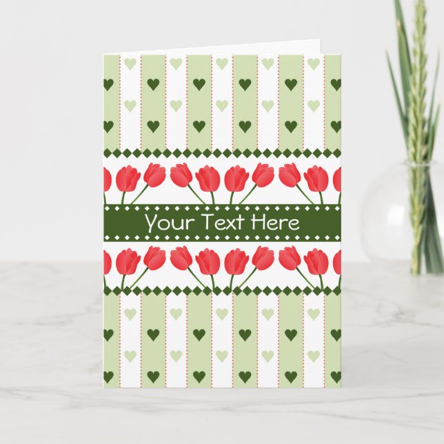 Tulipes & Coeurs carte de voeux, personnaliser (Devant)