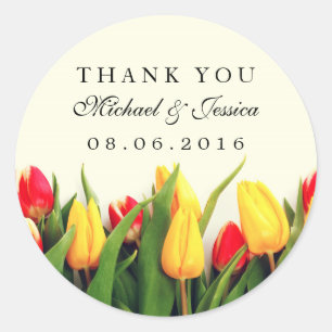 Tulipes colorées Stickers Merci Mariage floral