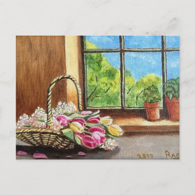 Tulipes dans la carte postale fenêtre (Devant)