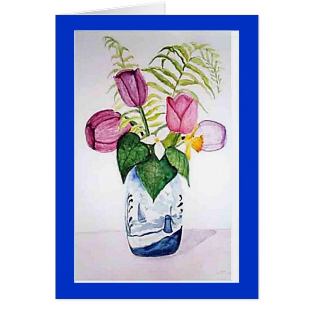 "Tulipes dans le vase de Delft " (Devant)