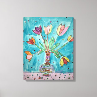 Tulipes dans une toile murale vase