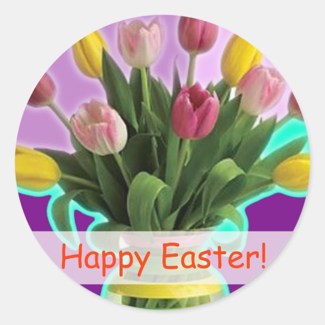 Tulipes de Pâques - Joyeux Stickers de Pâques (Devant)