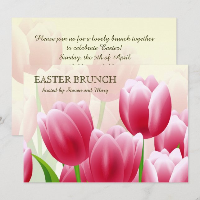 Tulipes de printemps personnalisées Invitations de (Devant / Derrière)